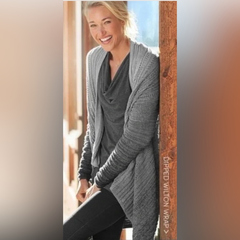 Athleta Wilton Wrap Open Knit Duster Cardigan Sweater 921611 Cashmere Blend S